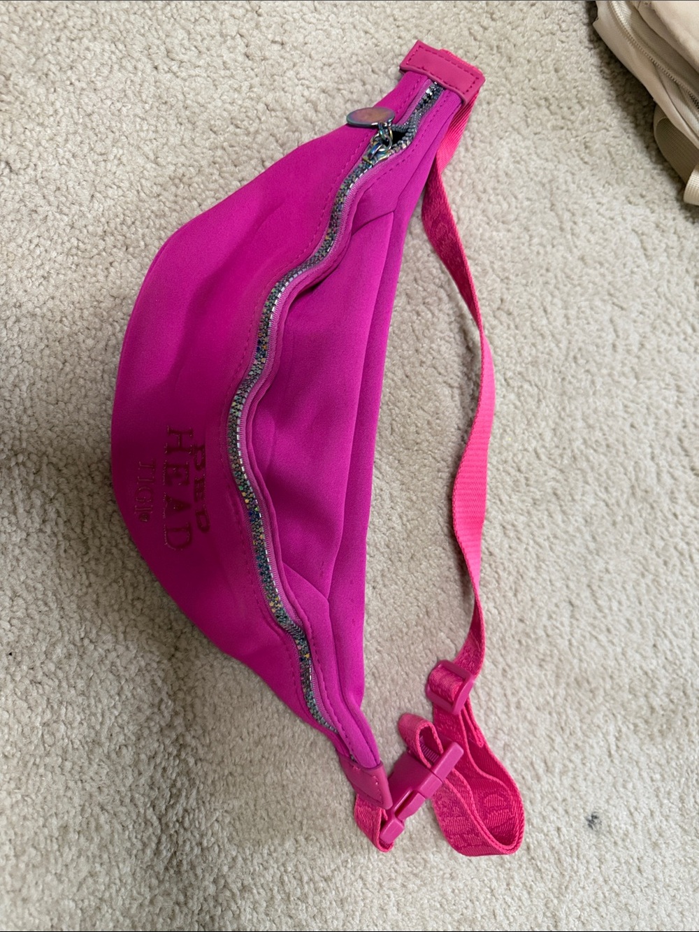 Hot Pink Fanny Pack with silver Zipper